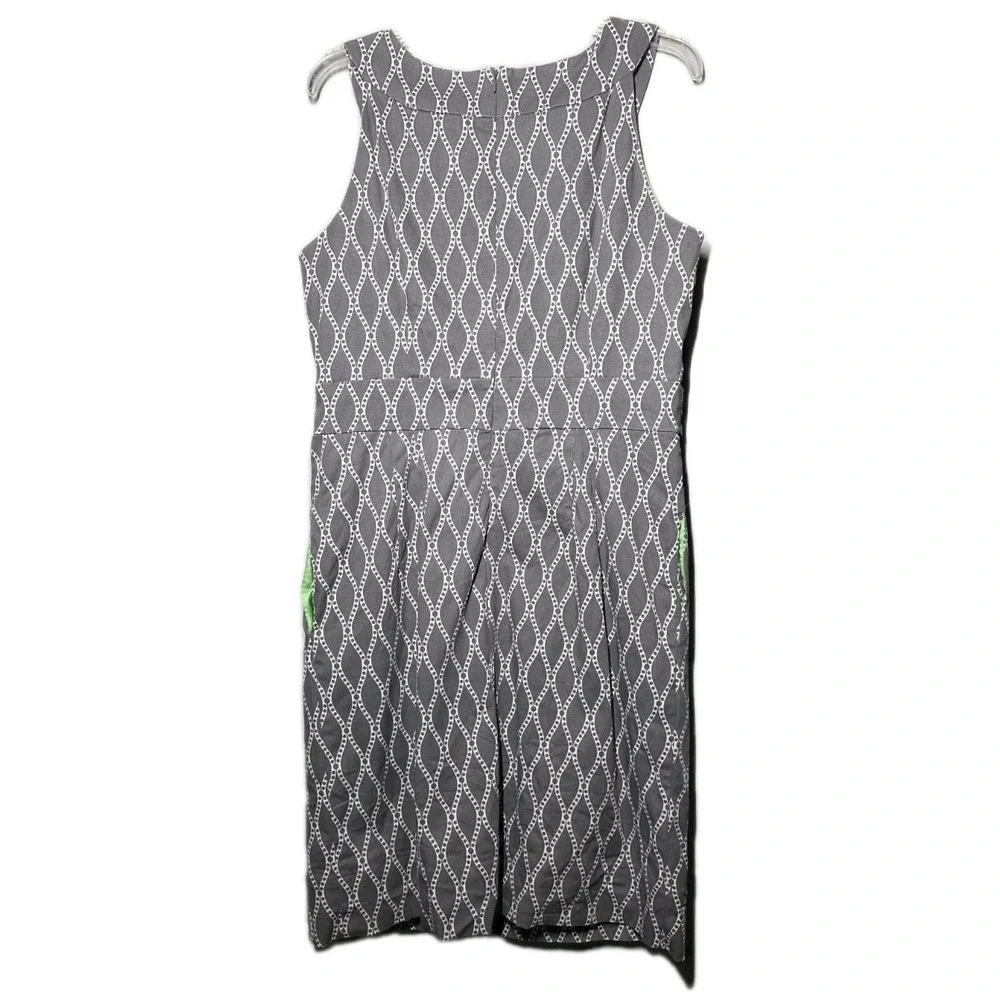 Robbie Bee‎ Womens Sz 14Sleeveless Geometric Print Gray/White Lined Sheath Dress